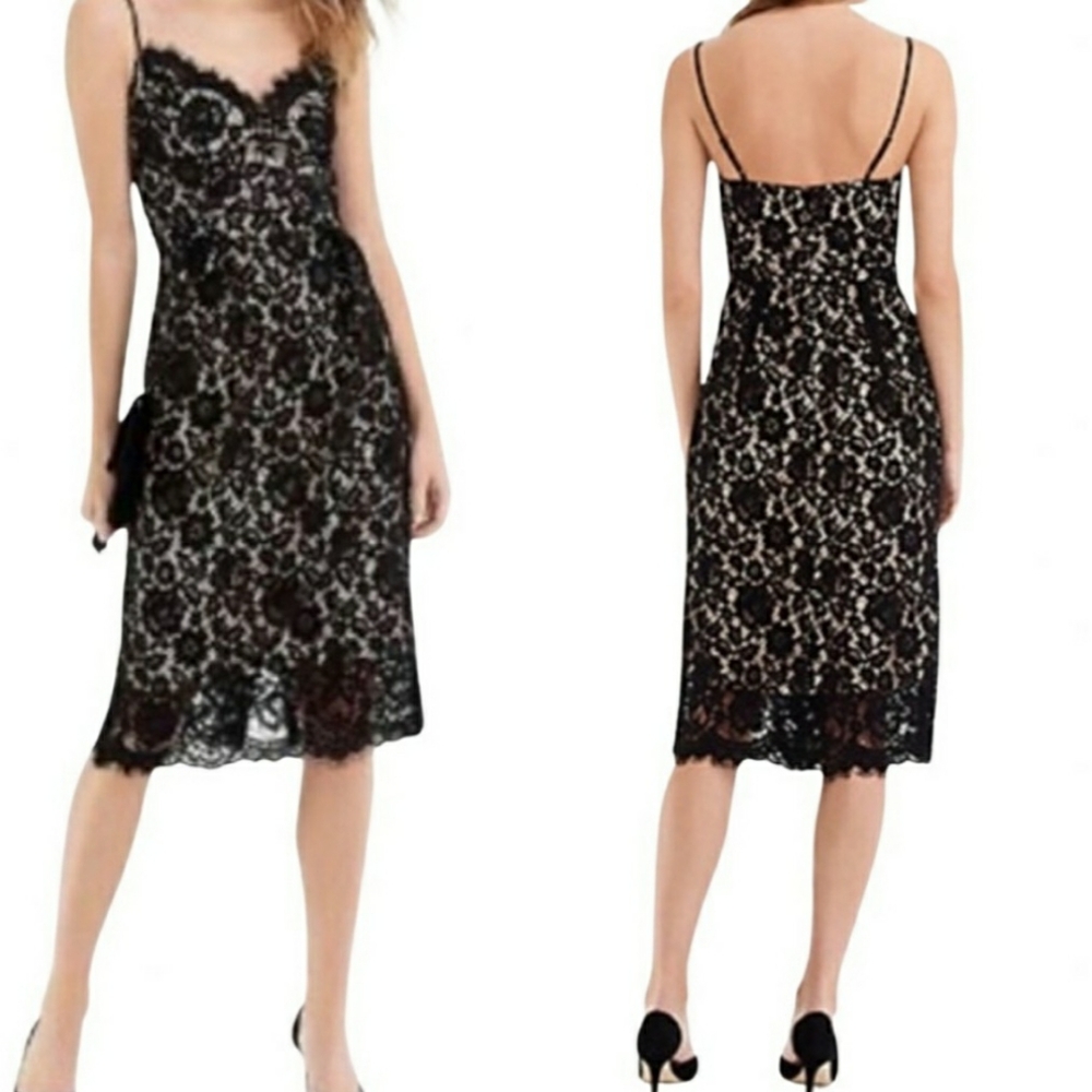 J. Crew Guipure Black Lace Spaghetti Strap Dress Size 6
